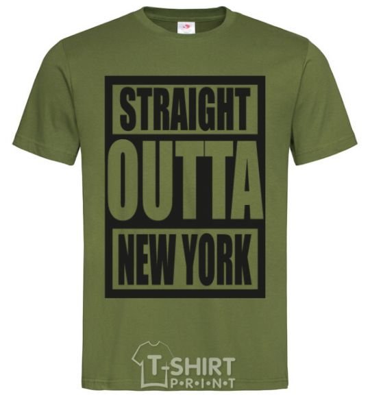 Мужская футболка Straight outta New York Оливковый фото
