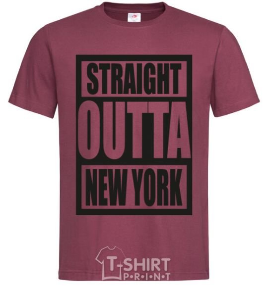 Men's T-Shirt Straight outta New York burgundy фото