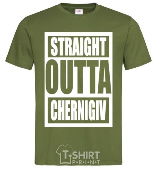 Мужская футболка Straight outta Chernigiv Оливковый фото
