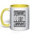 Mug with a colored handle Straight outta Zaporozhye yellow фото