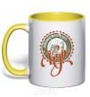Mug with a colored handle The best city in the world yellow фото