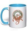 Mug with a colored handle The best city in the world sky-blue фото