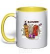 Mug with a colored handle Hello England yellow фото