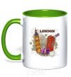 Mug with a colored handle Hello England kelly-green фото