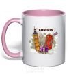 Mug with a colored handle Hello England light-pink фото