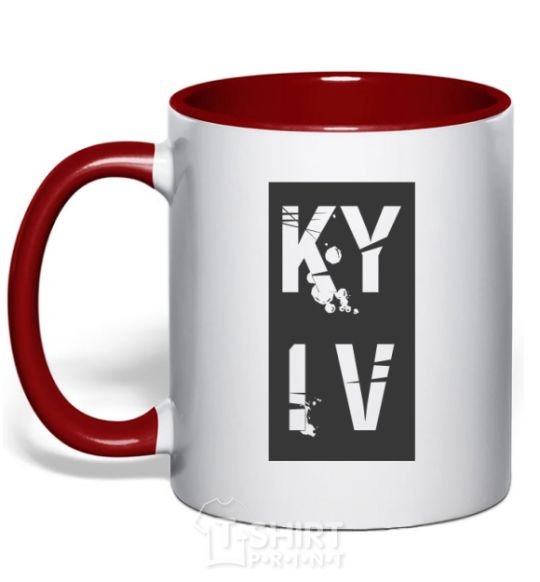 Mug with a colored handle KY IV red фото