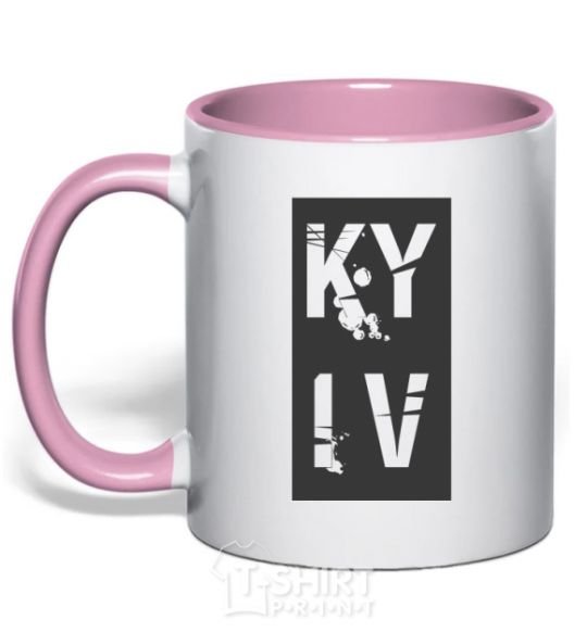 Mug with a colored handle KY IV light-pink фото