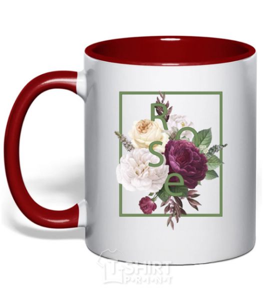 Mug with a colored handle Roses red фото