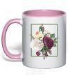 Mug with a colored handle Roses light-pink фото