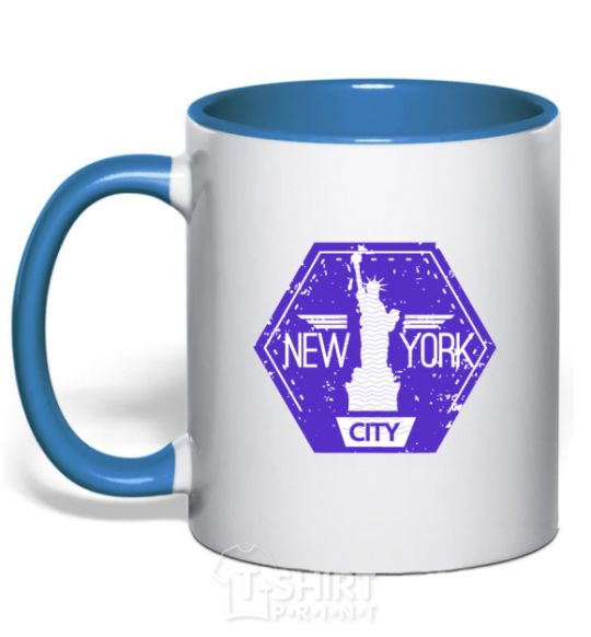 Mug with a colored handle Statue of Liberty royal-blue фото
