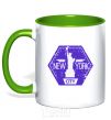 Mug with a colored handle Statue of Liberty kelly-green фото
