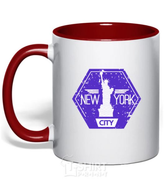 Mug with a colored handle Statue of Liberty red фото