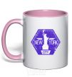 Mug with a colored handle Statue of Liberty light-pink фото