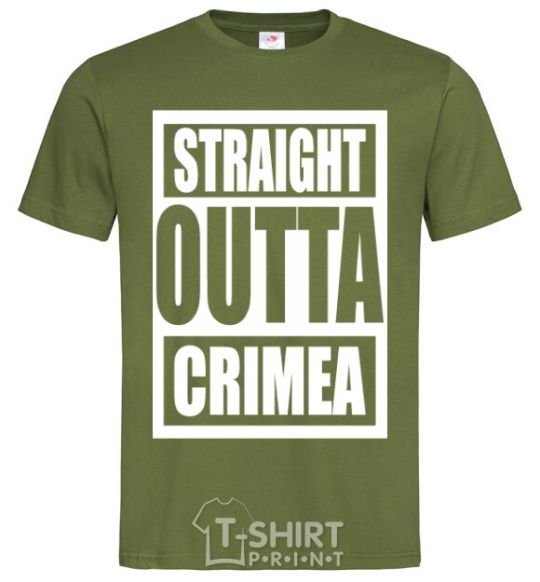Мужская футболка Straight outta Crimea Оливковый фото