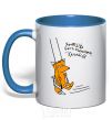 Mug with a colored handle If you want to be strong, work out royal-blue фото