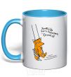 Mug with a colored handle If you want to be strong, work out sky-blue фото