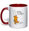 Mug with a colored handle If you want to be strong, work out red фото