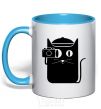 Mug with a colored handle Coto photo sky-blue фото