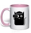 Mug with a colored handle Coto photo light-pink фото