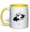 Mug with a colored handle Soccer sprinkles yellow фото
