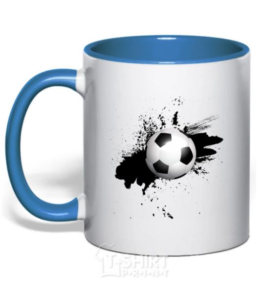 Чашка с цветной ручкой Футбольчик брызги Ярко-синий фото