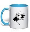 Mug with a colored handle Soccer sprinkles sky-blue фото