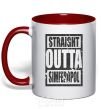 Mug with a colored handle Straight outta Simferopol red фото