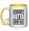 Mug with a colored handle Straight outta Kriviy Rig yellow фото