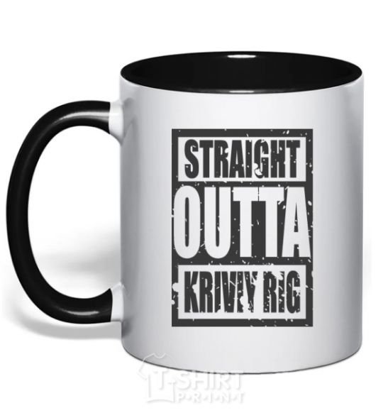 Mug with a colored handle Straight outta Kriviy Rig black фото