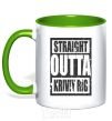 Mug with a colored handle Straight outta Kriviy Rig kelly-green фото