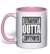 Mug with a colored handle Straight outta Zhytomyr light-pink фото