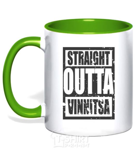 Mug with a colored handle Straight outta Vinnitsa kelly-green фото