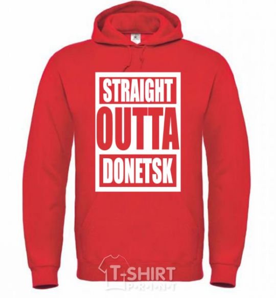 Мужская толстовка (худи) Straight outta Donetsk Ярко-красный фото