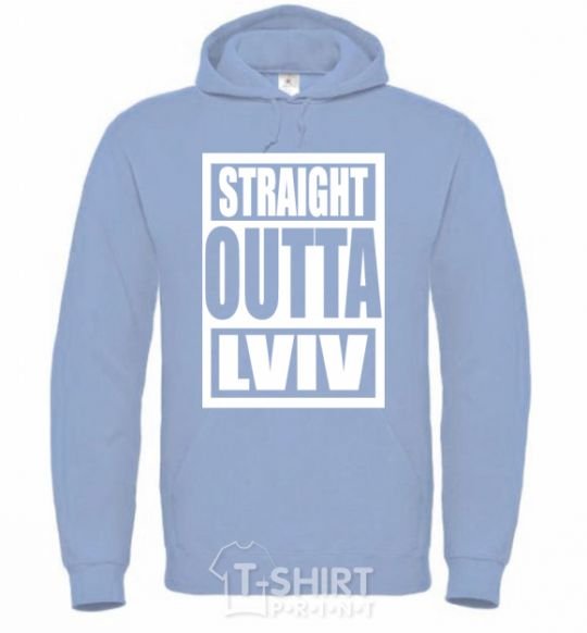 Men`s hoodie Straight outta Lviv sky-blue фото