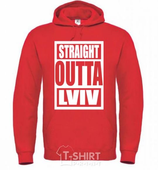 Men`s hoodie Straight outta Lviv bright-red фото