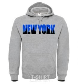 Men`s hoodie New York night sport-grey фото