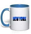 Чашка с цветной ручкой New York night Ярко-синий фото