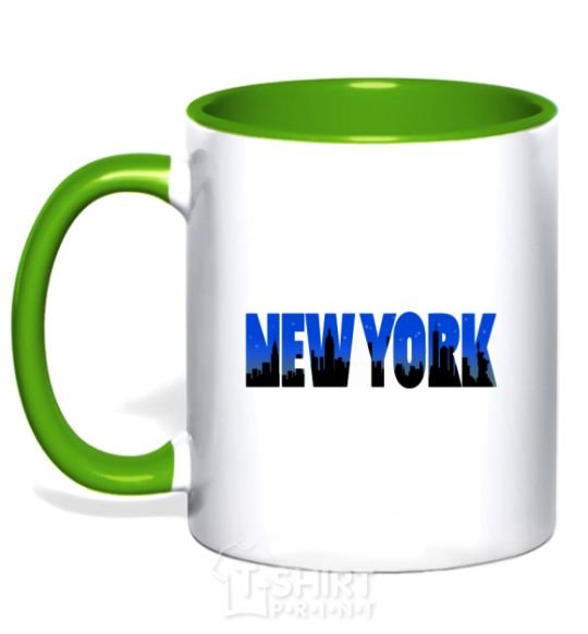 Чашка с цветной ручкой New York night Зеленый фото