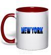 Mug with a colored handle New York night red фото