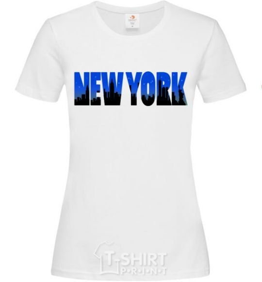 Women's T-shirt New York night White фото