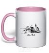 Mug with a colored handle New York bridge light-pink фото