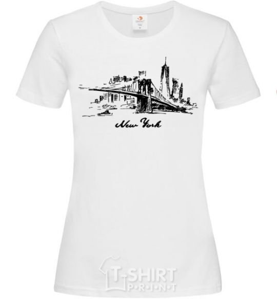 Women's T-shirt New York bridge White фото