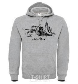 Men`s hoodie New York bridge sport-grey фото