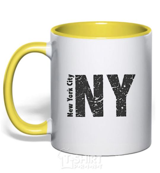 Mug with a colored handle New York city yellow фото