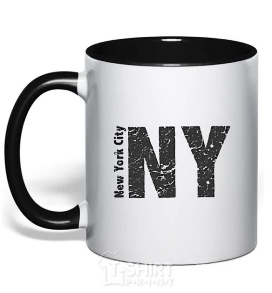 Mug with a colored handle New York city black фото