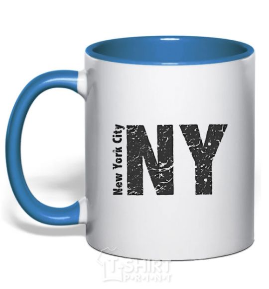 Mug with a colored handle New York city royal-blue фото