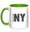 Mug with a colored handle New York city kelly-green фото