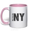 Mug with a colored handle New York city light-pink фото