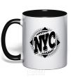 Mug with a colored handle NYC black фото