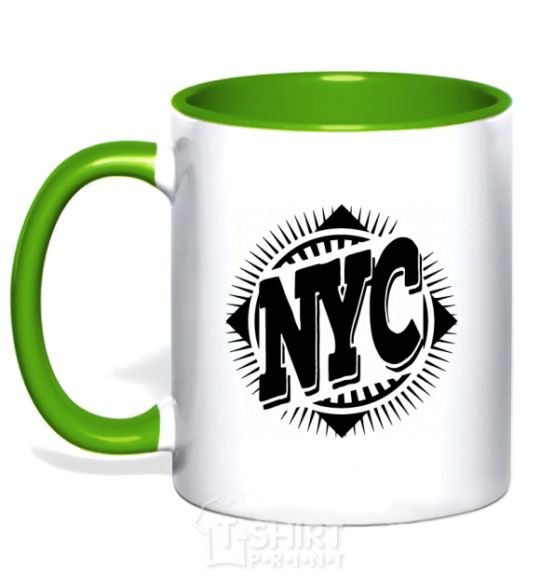 Mug with a colored handle NYC kelly-green фото